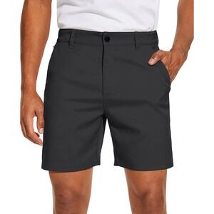 PULI Men's Golf Dress Shorts 34 Black Flat Front 7" Lightweight Quick Dry UPF 50